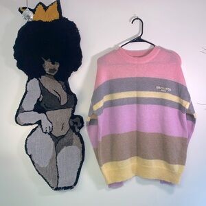 Mohair & Wool Blend Colorblock Sweater-Soft Cozy Knit.